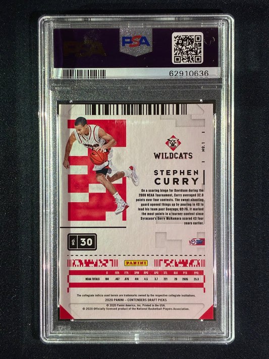 2020-21 Contenders Draft Picks STEPHEN CURRY Finals Ticket Gold Holo 8/10 #1 PSA 10 (636)