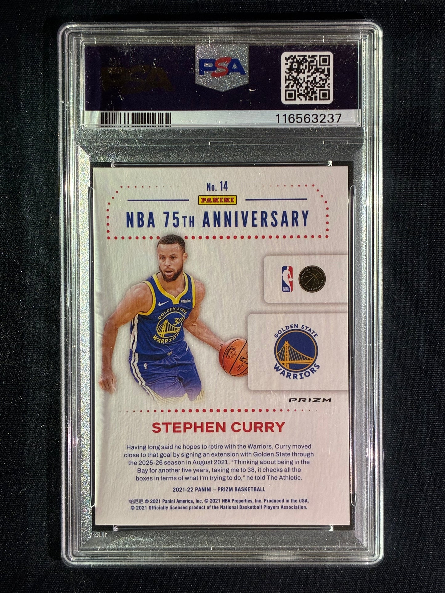 2021-22 Prizm STEPHEN CURRY NBA 75th Anniversary Logo Silver Prizm SP #14 PSA 10 (237)