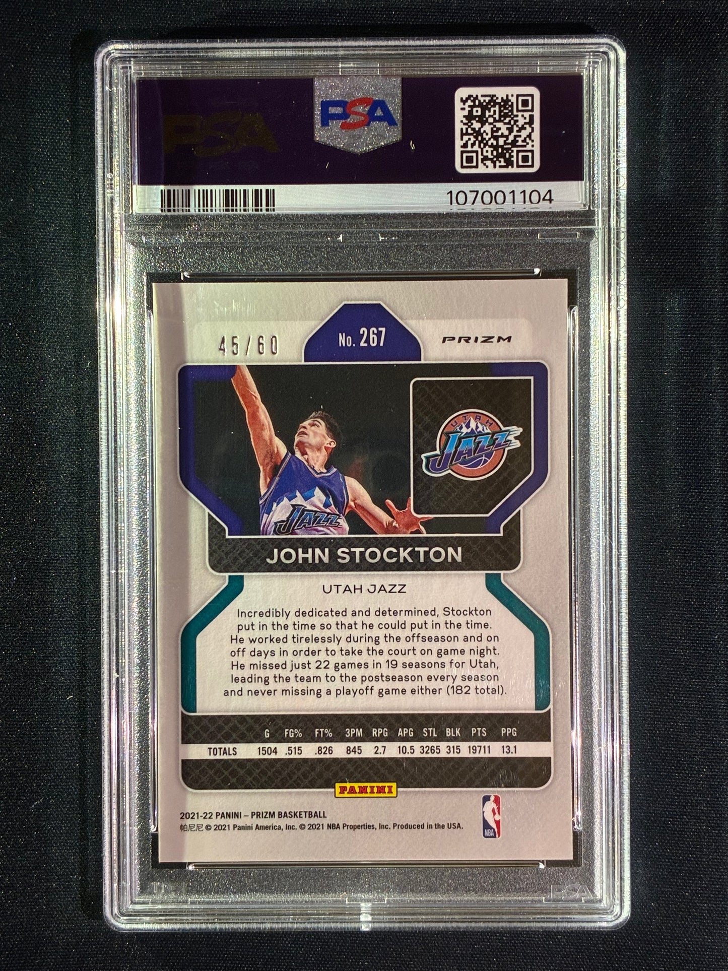 2021-22 Prizm JOHN STOCKTON Orange Wave 45/60 #267 PSA 10 (104)