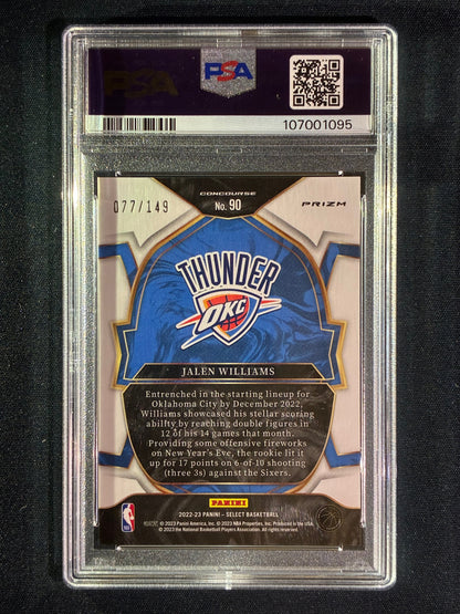 2022-23 Select JALEN WILLIAMS Concourse Rookie White Prizm 77/149 #90 PSA 10 (095)