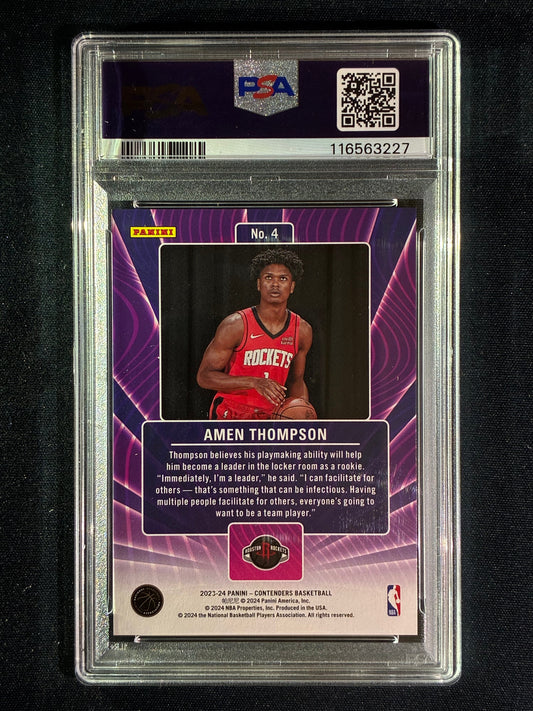 2023-24 Contenders AMEN THOMPSON Lottery Tickets Rookie Base #4 PSA 10 (227)
