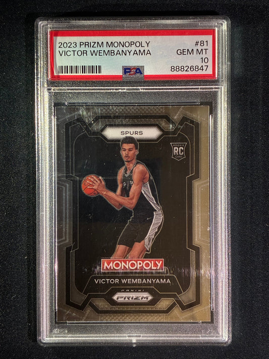 2023-24 Prizm Monopoly VICTOR WEMBANYAMA Rookie Base #81 PSA 10 (847)