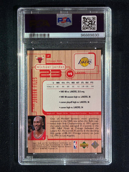 1998-99 Upper Deck MJ Living Legend MICHAEL JORDAN The Jordan Files vs. Lakers feat. KOBE BRYANT #147 PSA 7 (830)