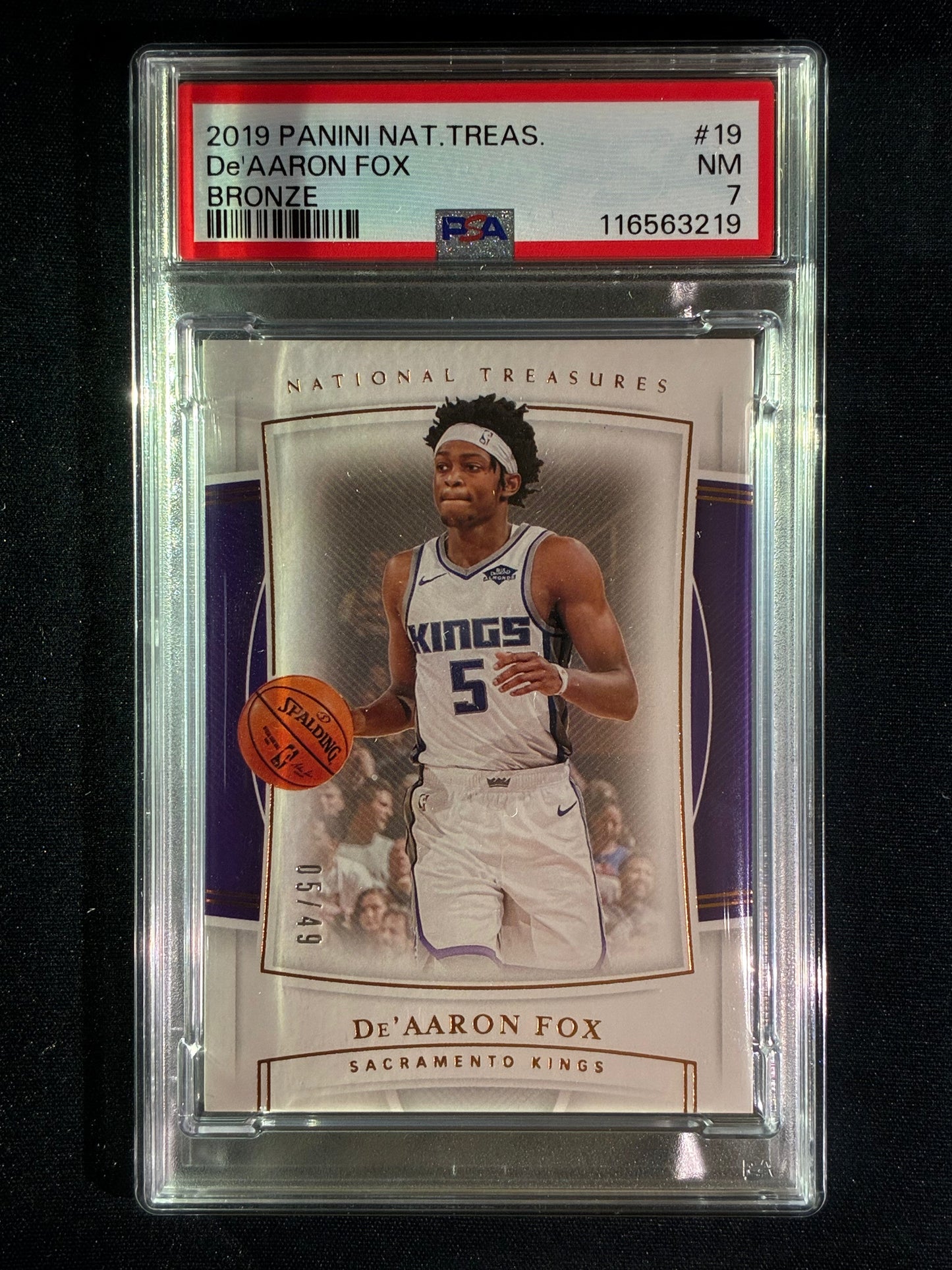 2019-20 National Treasures DE'AARON FOX Bronze 5/49 #19 PSA 7 (219)