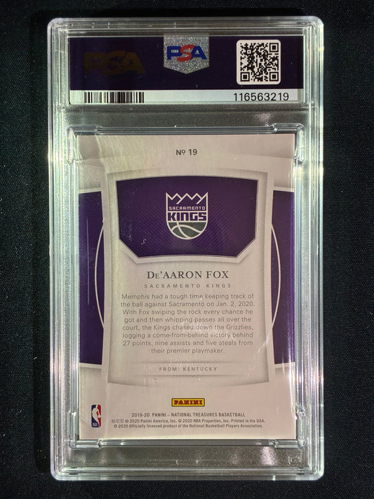 2019-20 National Treasures DE'AARON FOX Bronze 5/49 #19 PSA 7 (219)