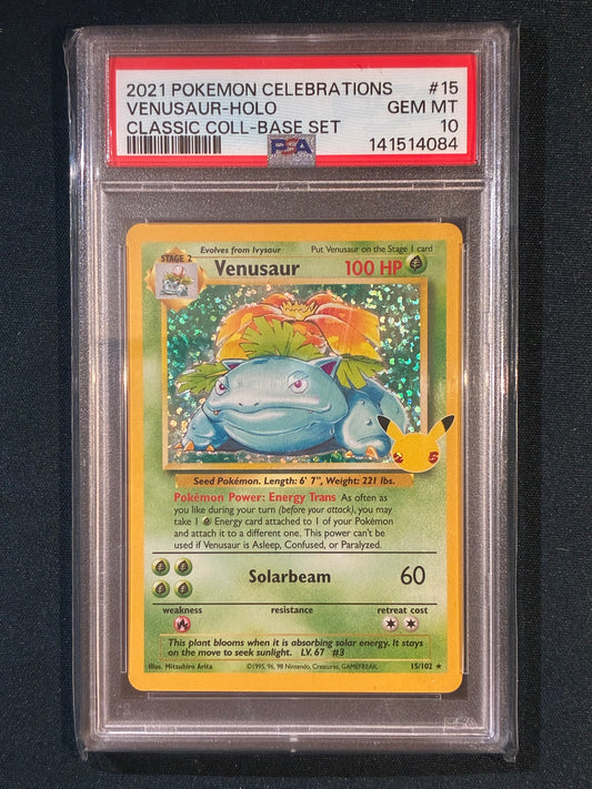 2021 Pokemon Celebrations VENUSAUR Classic Collection Base Set 15/102 PSA 10