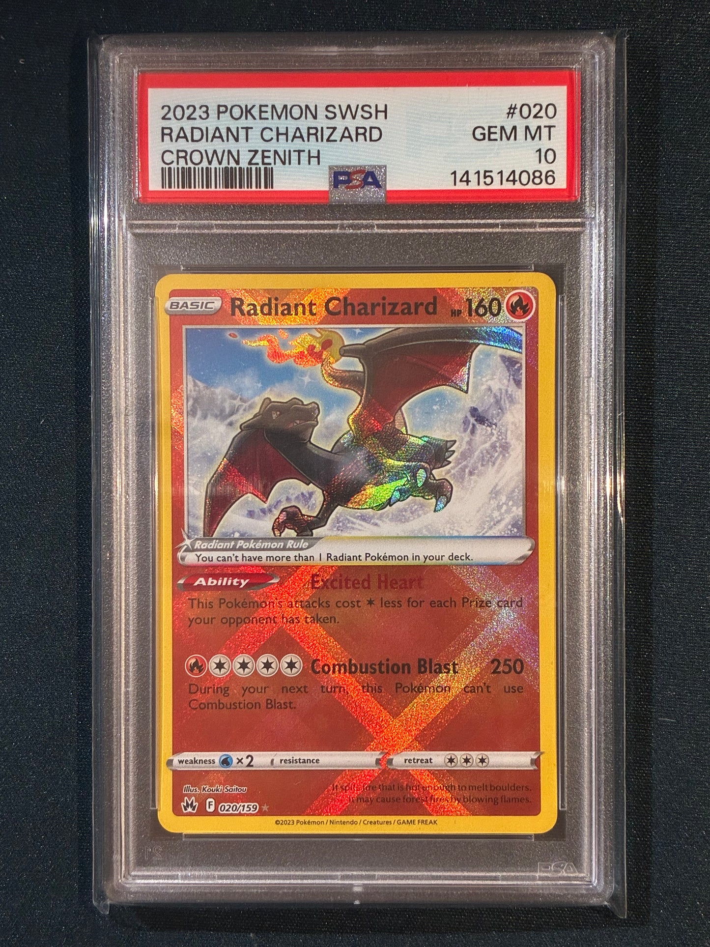 2023 Pokemon Crown Zenith RADIANT CHARIZARD Holo 020/159 PSA 10 (086)
