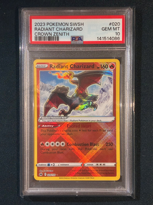 2023 Pokemon Crown Zenith RADIANT CHARIZARD Holo 020/159 PSA 10 (086)