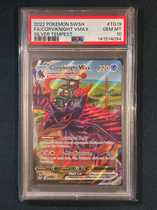 2022 Pokemon Silver Tempest CORVIKNIGHT VMAX Trainer Gallery TG19/TG30 PSA 10