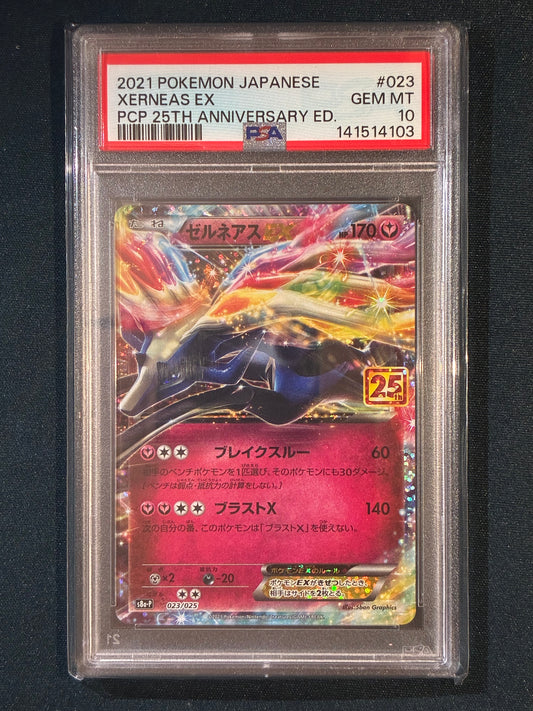 2021 Pokemon 25th Anniversary Japanese XERNEAS EX PCP 25th EX 023/025 PSA 10