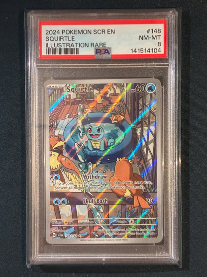 2024 Pokemon Stellar Crown SQUIRTLE Illustration Rare 148/142 PSA 8 (104)