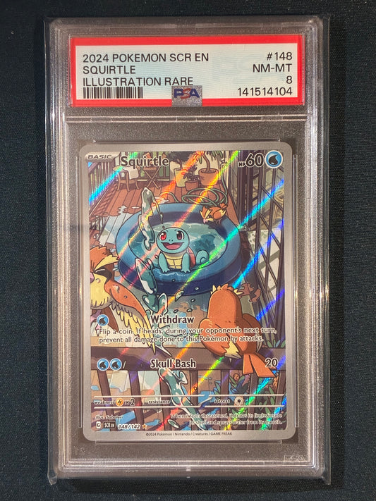 2024 Pokemon Stellar Crown SQUIRTLE Illustration Rare 148/142 PSA 8 (104)