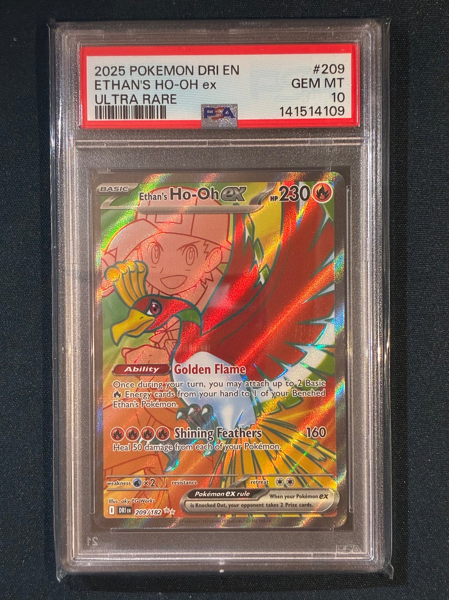 2025 Pokemon Destined Rivals ETHAN'S HO-OH EX Ultra Rare 209/182 PSA 10 (109)
