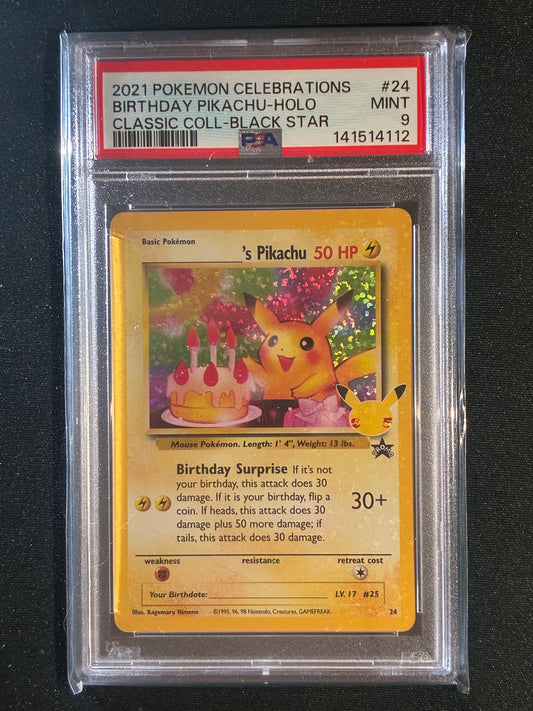 2021 Pokemon Celebrations BIRTHDAY PIKACHU Classic Collection Promo 24 PSA 9 (112)
