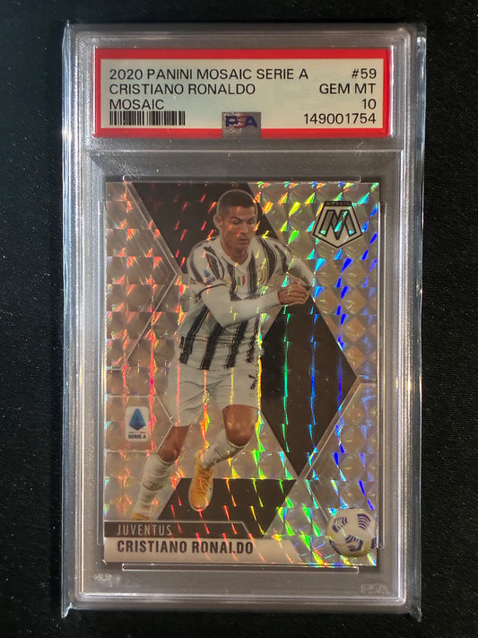 2020-21 Mosaic Serie A CRISTIANO RONALDO Mosaic Silver #59 PSA 10 (754)
