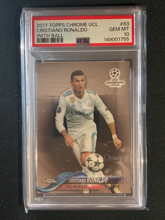 2017 Topps Chrome UCL CRISTIANO RONALDO Base With Ball #93 PSA 10 (755)