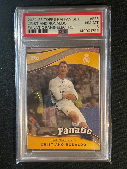 2024-25 Topps Fan Set CRISTIANO RONALDO Fanatic Fans Electro FF-5 PSA 8 (756)
