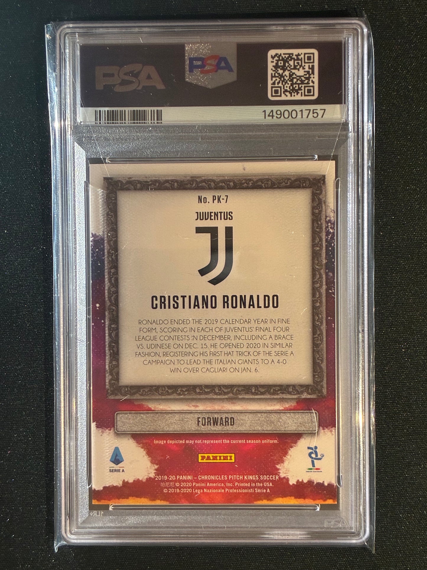2019-20 Chronicles Serie A CRISTIANO RONALDO Pitch Kings Insert PK-7 PSA 9 (757)