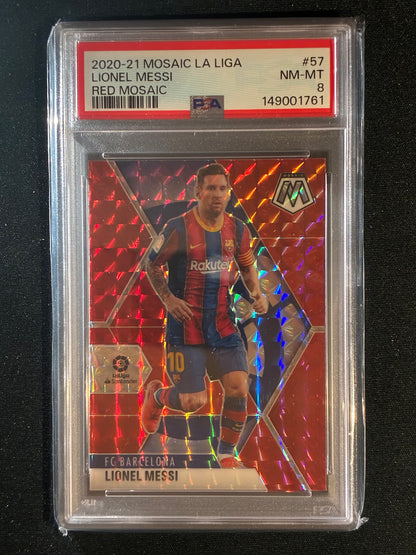 2020-21 Mosaic La Liga LIONEL MESSI Red Mosaic #57 PSA 8 (761)