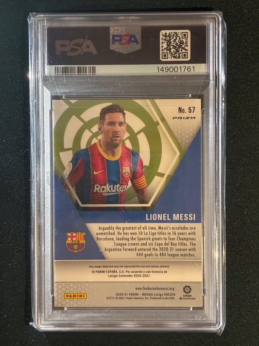 2020-21 Mosaic La Liga LIONEL MESSI Red Mosaic #57 PSA 8 (761)