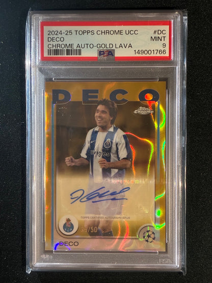 2024-25 Topps Chrome UCL DECO Chrome Auto Gold Lava CA-DC 39/50 PSA 9 (766)