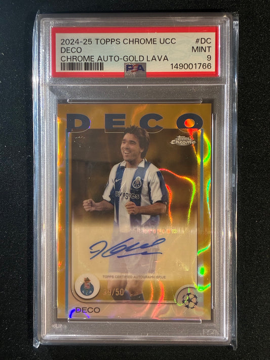 2024-25 Topps Chrome UCL DECO Chrome Auto Gold Lava CA-DC 39/50 PSA 9 (766)