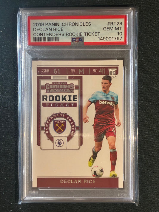 2019-20 Chronicles Premier League EPL DECLAN RICE Contender Rookie Ticket PSA 10