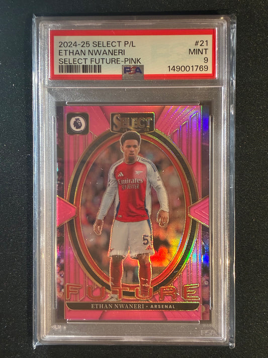 2024-25 Select Premier League EPL ETHAN NWANERI Future Pink #21 8/25 PSA 9