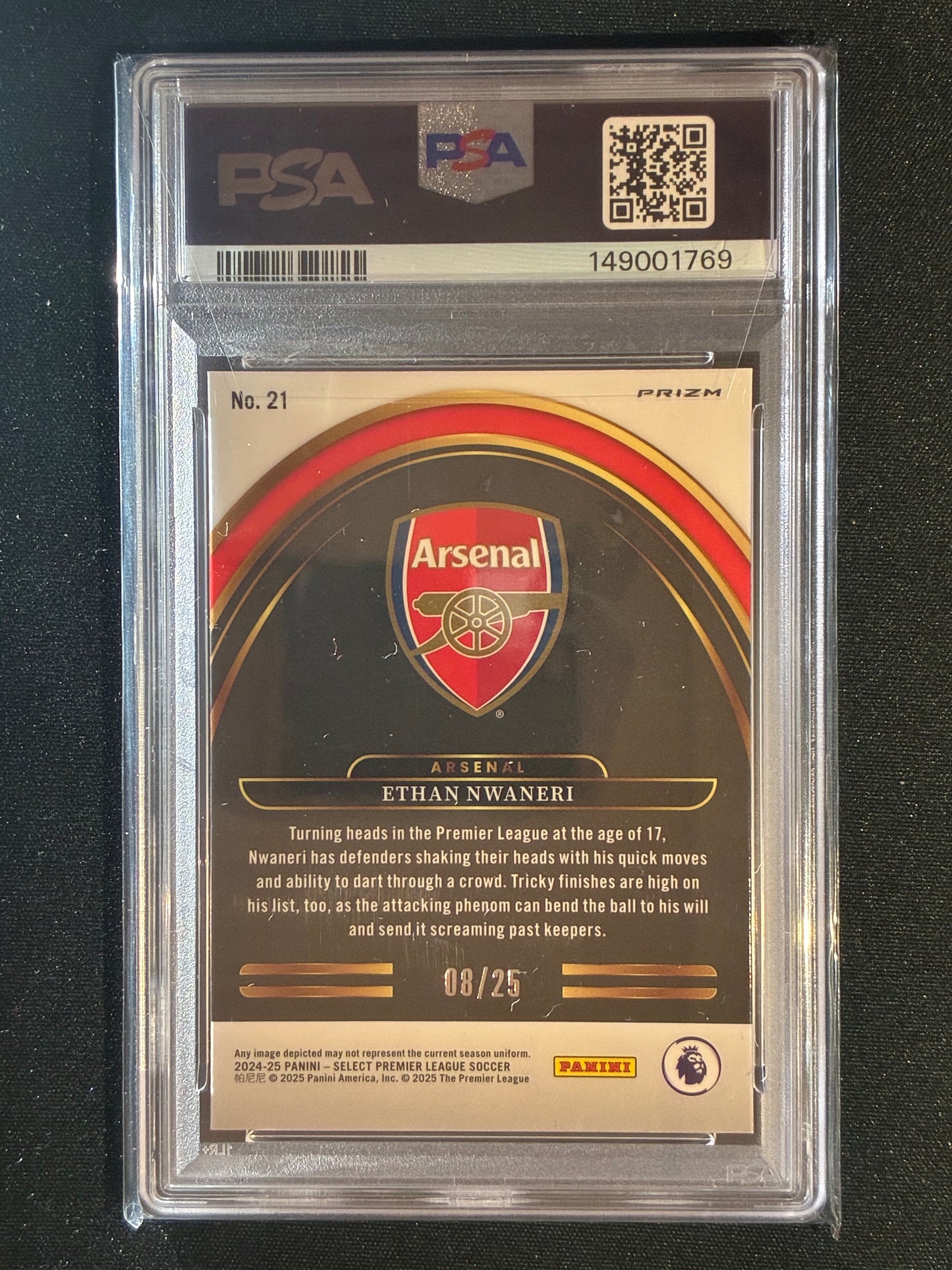 2024-25 Select Premier League EPL ETHAN NWANERI Future Pink #21 8/25 PSA 9