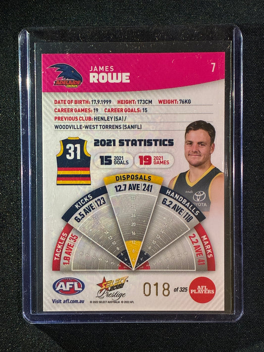 2022 Footy Stars Prestige JAMES ROWE Pink Parallel 18/325