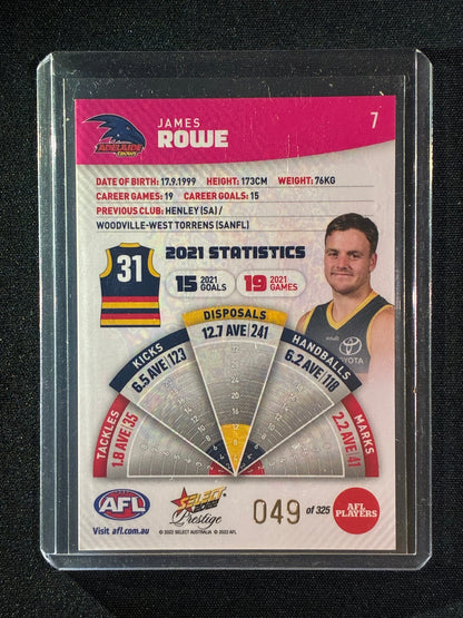 2022 Footy Stars Prestige JAMES ROWE Pink Parallel 49/325
