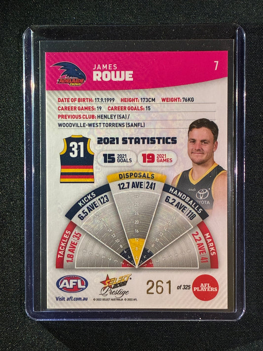 2022 Footy Stars Prestige JAMES ROWE Pink Parallel 261/325