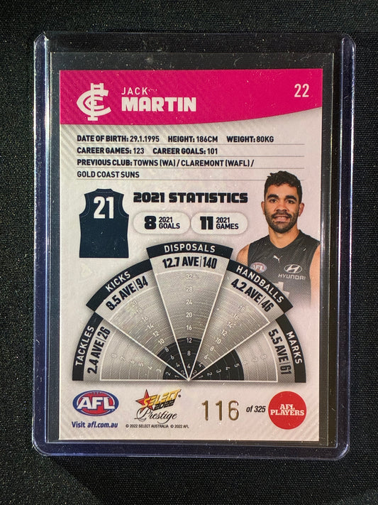 2022 Footy Stars Prestige JACK MARTIN Pink Parallel 116/325