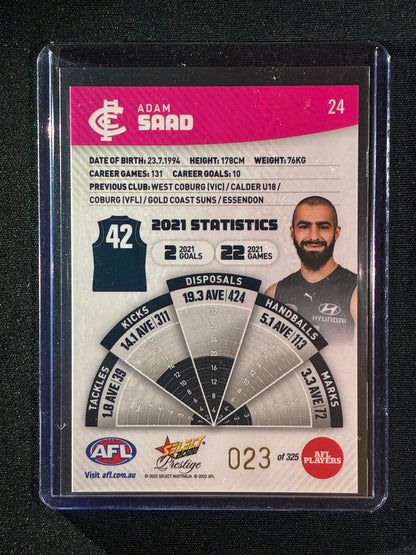 2022 Footy Stars Prestige ADAM SAAD Pink Parallel 23/325