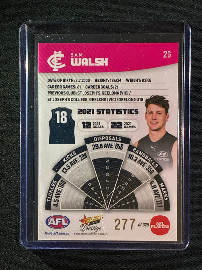 2022 Footy Stars Prestige SAM WALSH Pink Parallel 277/325