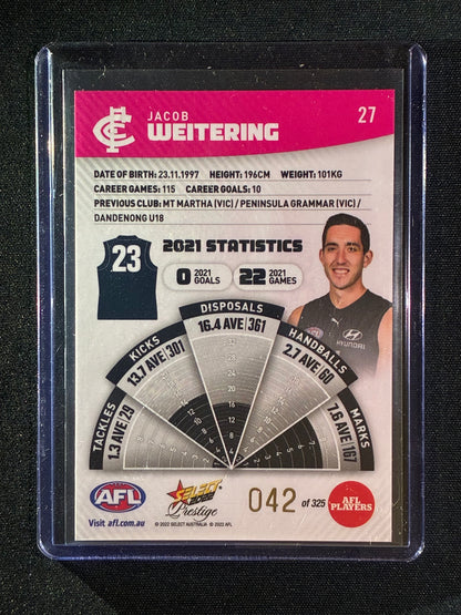 2022 Footy Stars Prestige JACOB WEITERING Pink Parallel 42/325