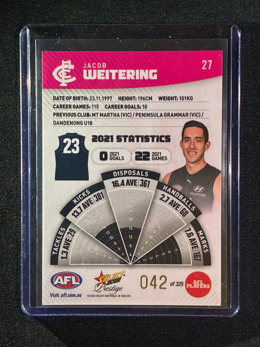2022 Footy Stars Prestige JACOB WEITERING Pink Parallel 42/325