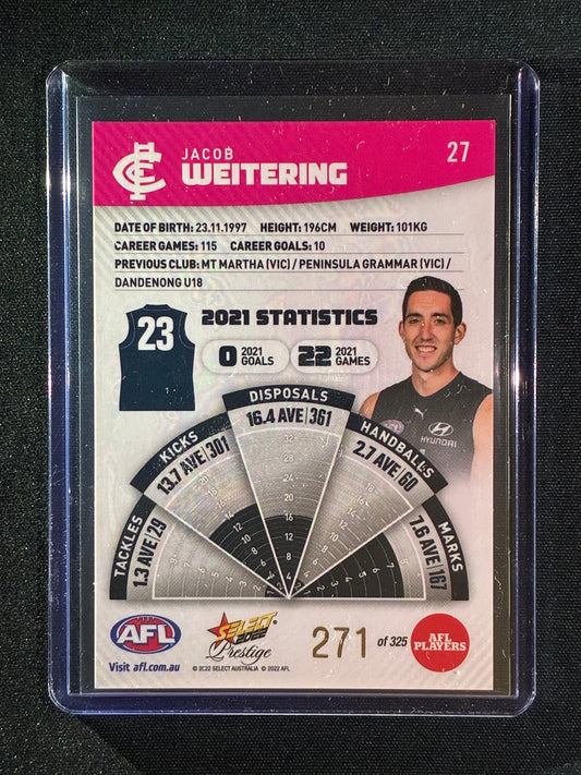 2022 Footy Stars Prestige JACOB WEITERING Pink Parallel 271/325