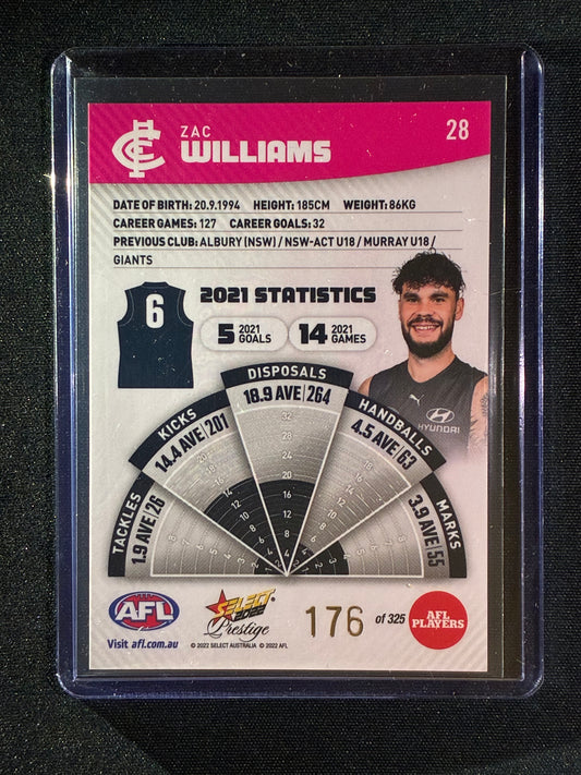 2022 Footy Stars Prestige ZAC WILLIAMS Pink Parallel 176/325