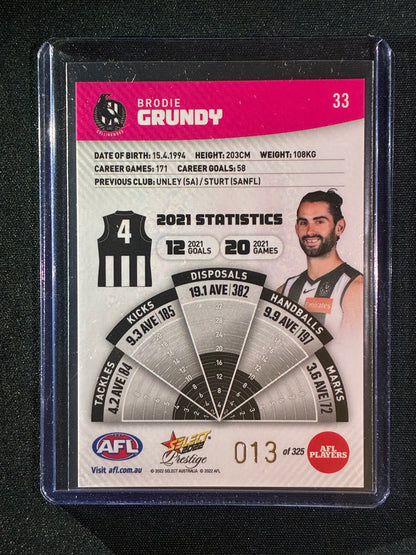 2022 Footy Stars Prestige BRODIE GRUNDY Pink Parallel 13/325