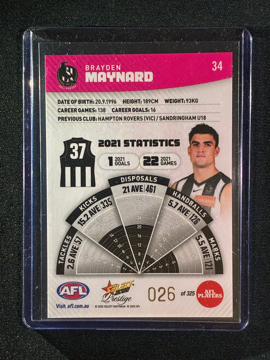 2022 Footy Stars Prestige BRAYDEN MAYNARD Pink Parallel 26/325