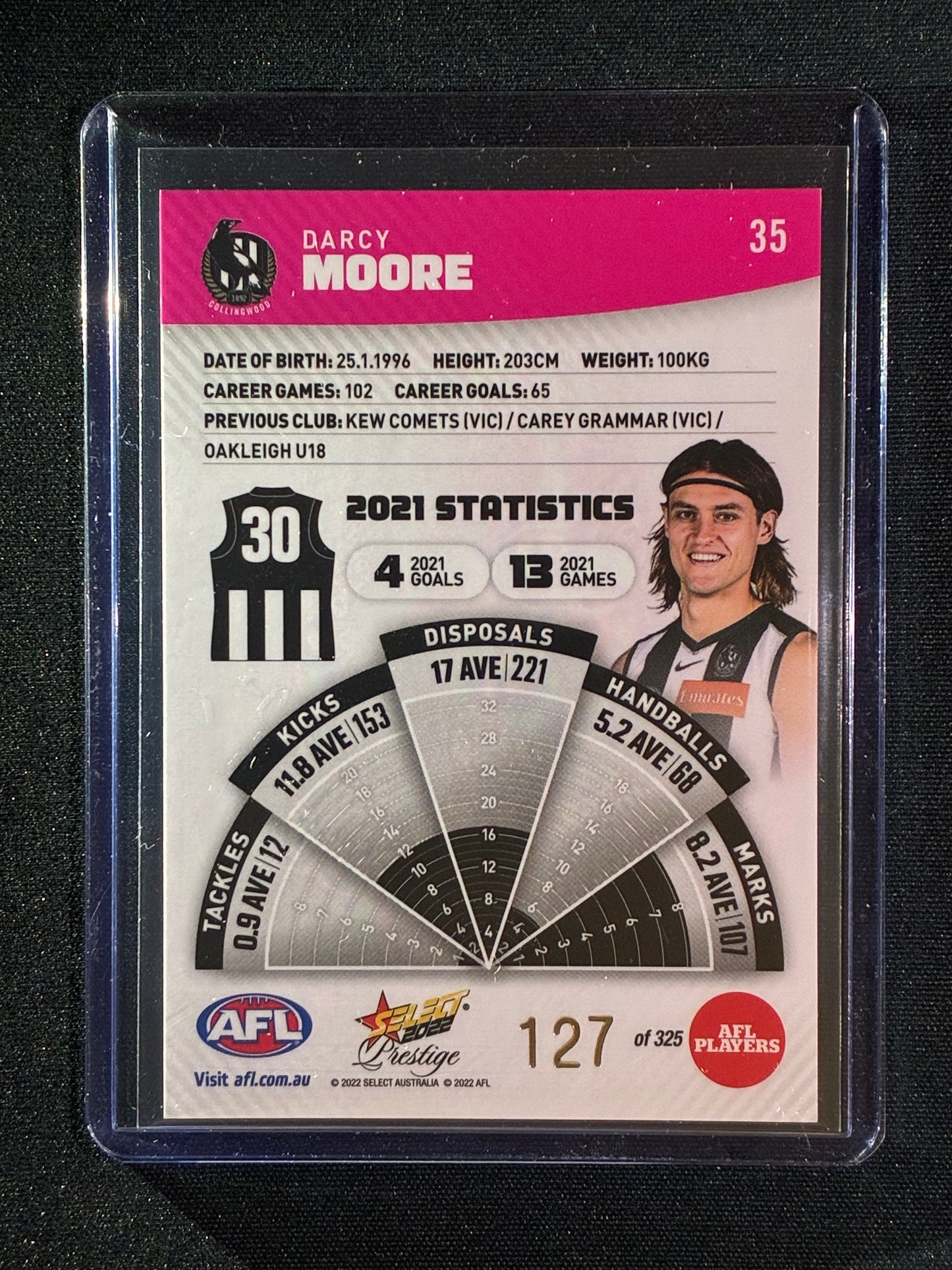 2022 Footy Stars Prestige DARCY MOORE Pink Parallel 127/325