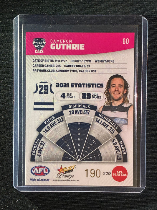 2022 Footy Stars Prestige CAMERON GUTHRIE Pink Parallel 190/325