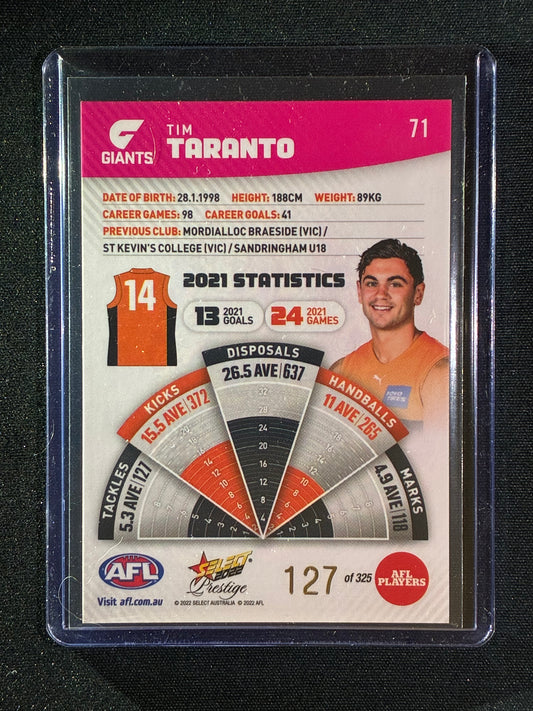 2022 Footy Stars Prestige TIM TARANTO Pink Parallel 127/325