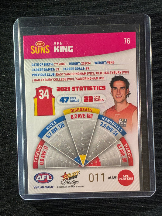 2022 Footy Stars Prestige BEN KING Pink Parallel 11/325