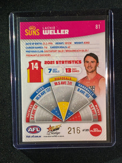 2022 Footy Stars Prestige LACHIE WELLER Pink Parallel 216/325
