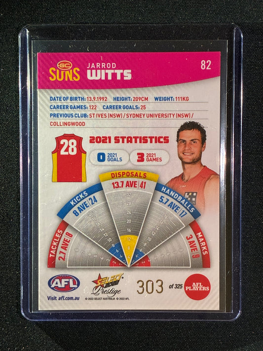 2022 Footy Stars Prestige JARROD WITTS Pink Parallel 303/325