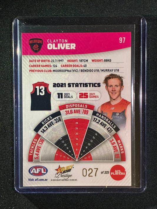 2022 Footy Stars Prestige CLAYTON OLIVER Pink Parallel 27/325