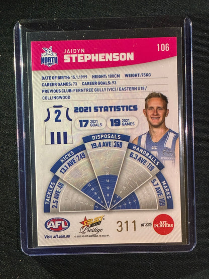 2022 Footy Stars Prestige JAIDYN STEPHENSON Pink Parallel 311/325