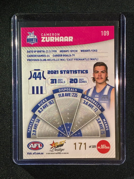 2022 Footy Stars Prestige CAMERON ZURHAAR Pink Parallel 171/325